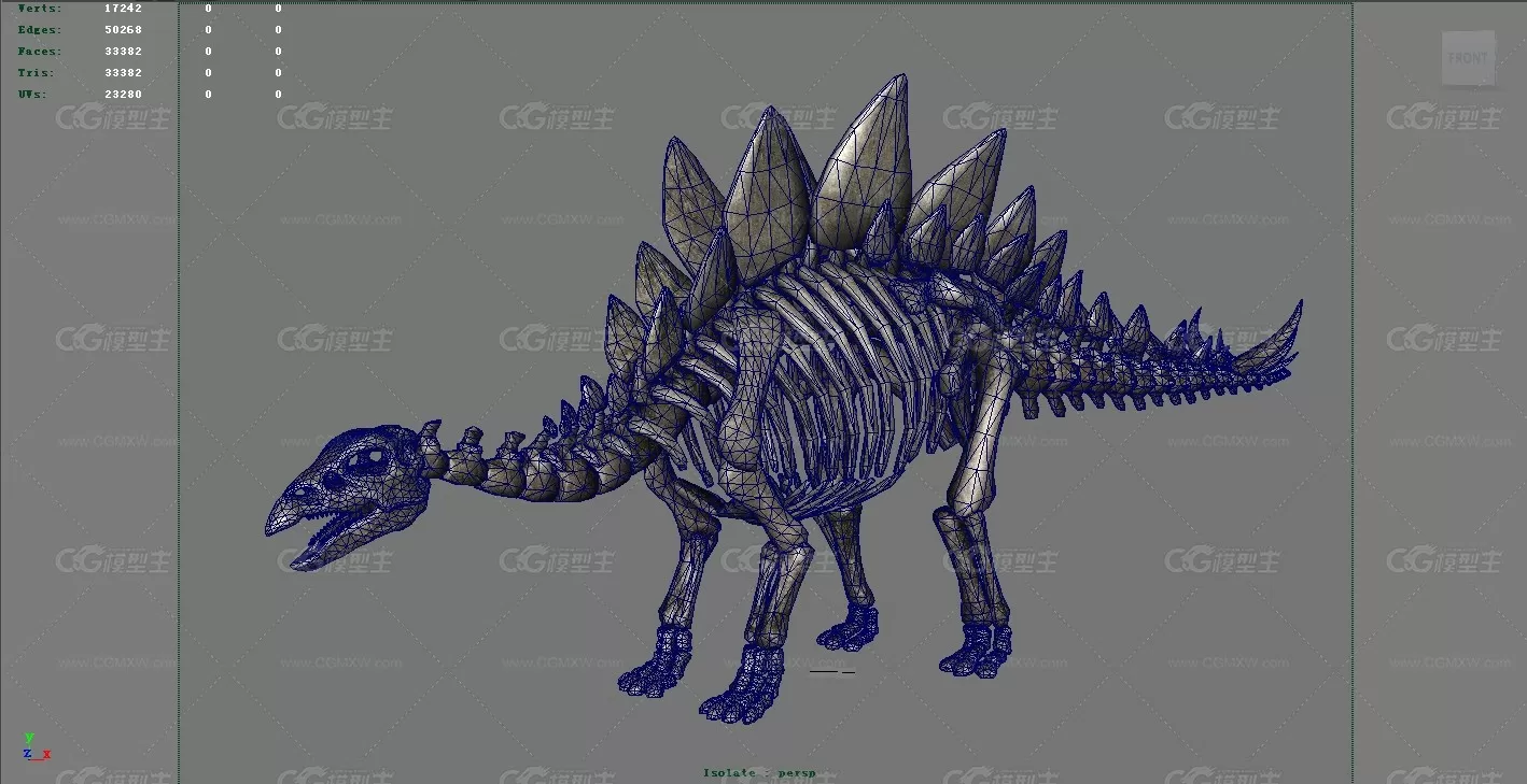 剑龙 古生物化石 恐龙博物馆 地质博物馆 恐龙化石骨架 3D模型 史前 恐龙化石-1