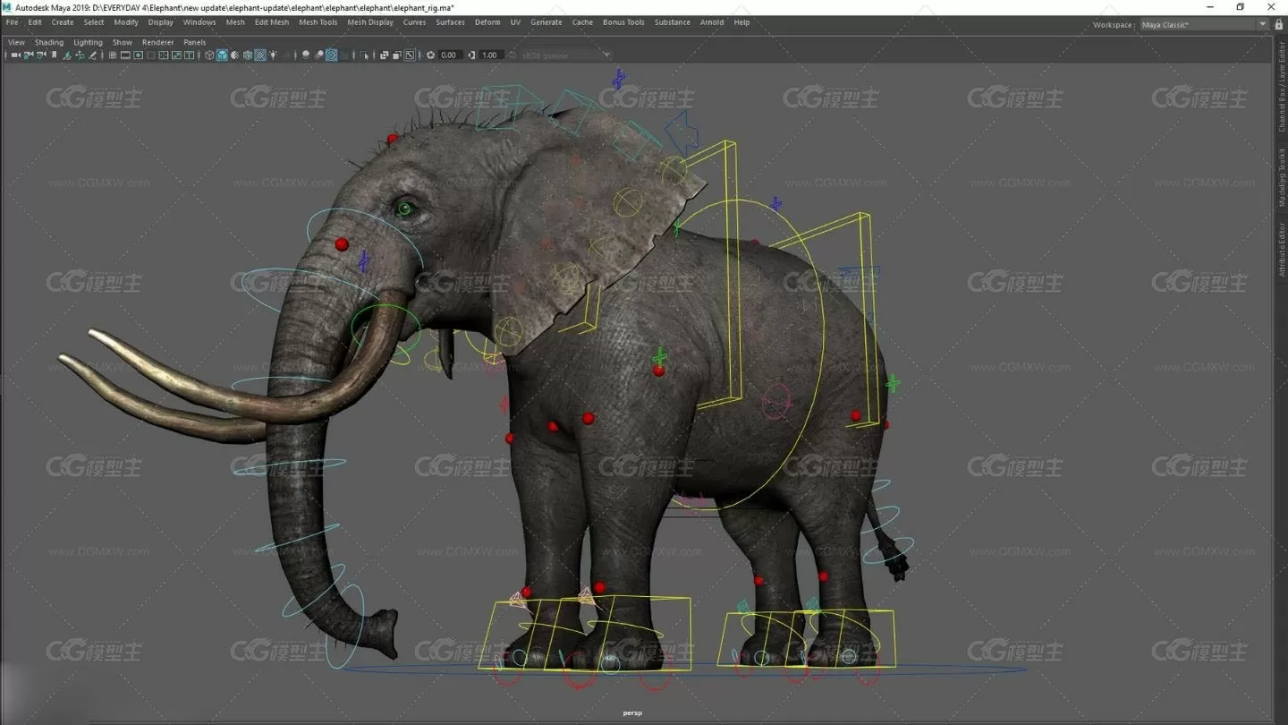 好牛逼的动物带绑定3D模型参考 大象 多种恐龙  狼 狗等模型-32