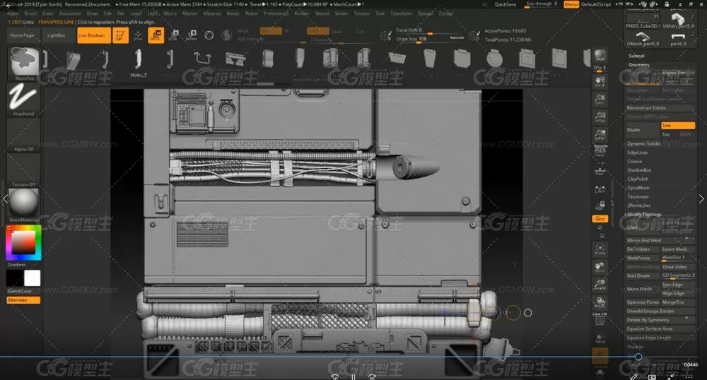 ZBrush机器硬面3D建模步骤流程教程-6