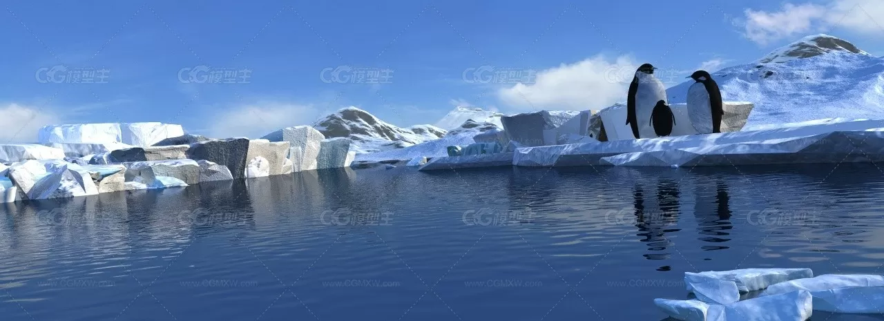 北极-南极-企鹅-雪山-冰山--岩石-冰面-冬景-雪树-雪地-3