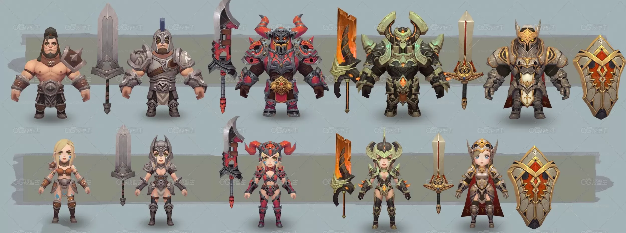 Q版 卡通 日韩 二次元 手绘 角色 人物 怪物 3D模型-3