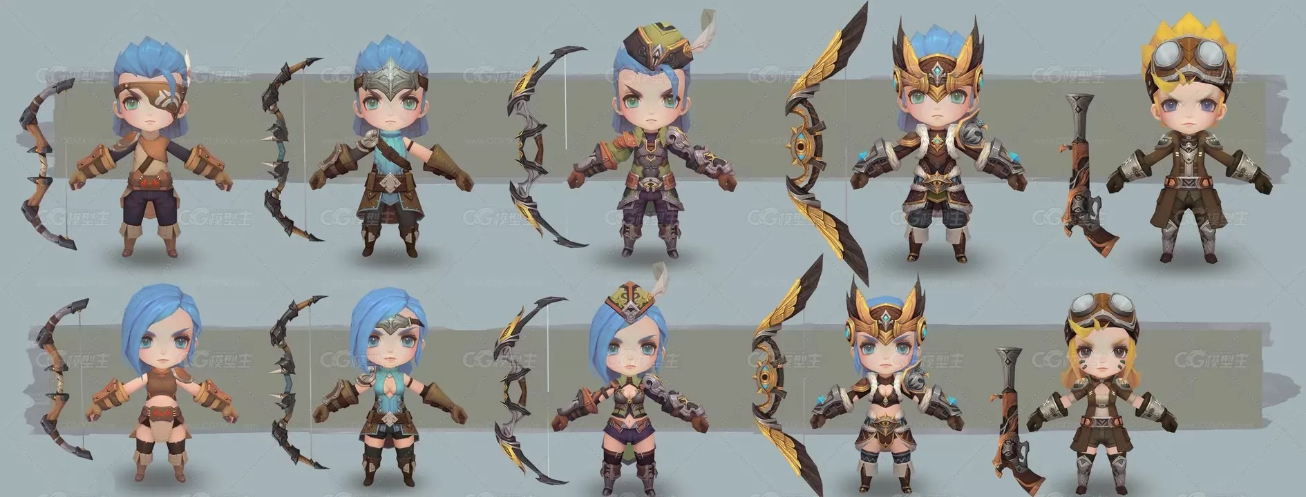 Q版 卡通 日韩 二次元 手绘 角色 人物 怪物 3D模型-2