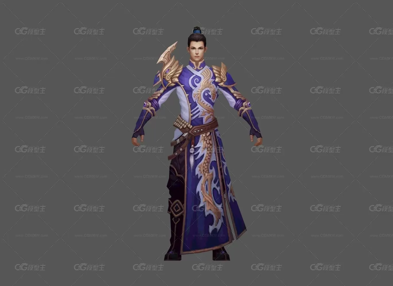 紫袍 武侠 仙侠 帅哥 时装 套装-1