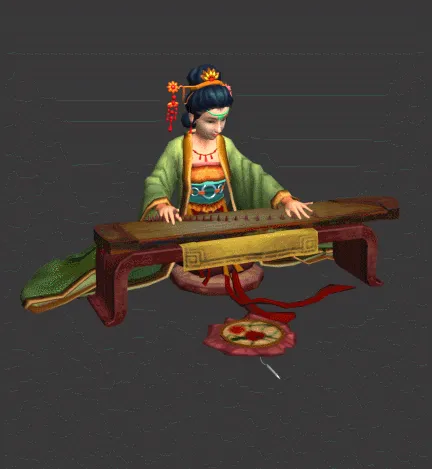 殷温娇  弹琴动画