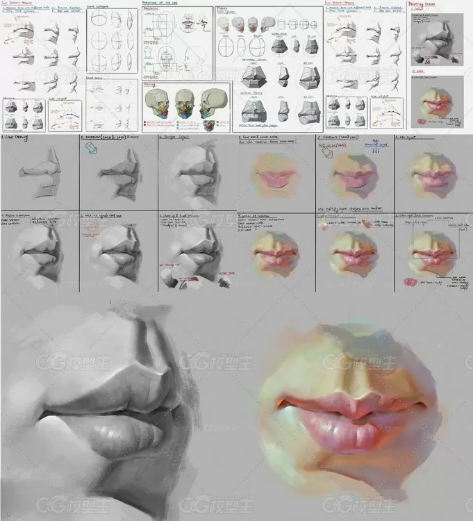 人物角色面部特征眼嘴鼻数字PS绘画视频教程-6