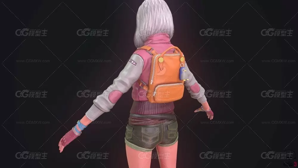 现代美女学生3D模型（次世代 PBR 带绑定动画）-5