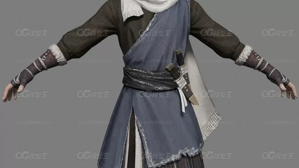 绑定+动作 大侠 武侠 侠客 帅哥 男人 刀客 古风汉服次时代写实人物角色-14