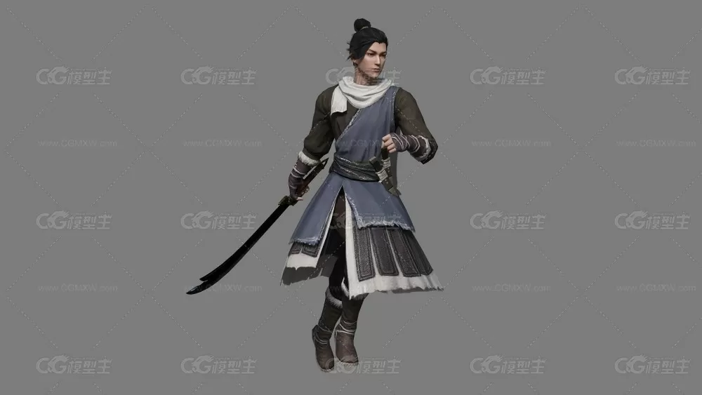 绑定+动作 大侠 武侠 侠客 帅哥 男人 刀客 古风汉服次时代写实人物角色-16