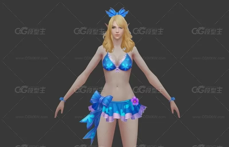 全套卡通 韩风女性服装角色3D模型-2