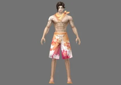 海滩套装男  腹肌男