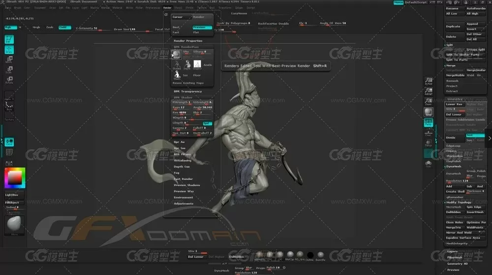 ZBrush雕刻恶魔生物3D模型教程-3