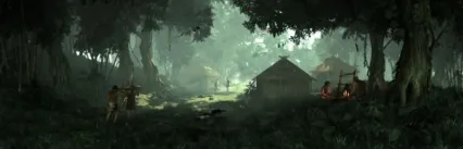古代土著人原始人森林生活场景