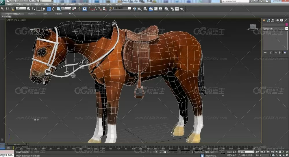 马 战马 骏马 horse 哺乳动物模型 三种颜色贴图带法线带凹凸 带骨骼 带多套动作-21