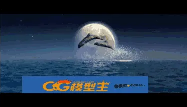写实海面海豚出水动画场景海面海洋大海动态海水海豚出水波浪动画水花