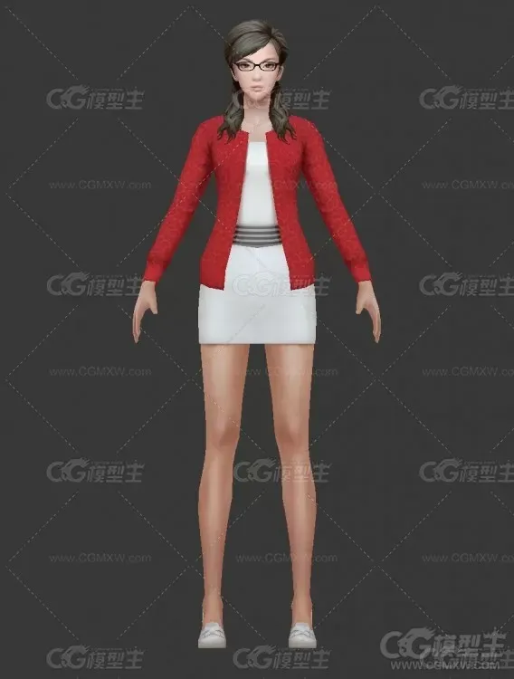 游戏女角色模型 女职员 女秘书 女人模型-2