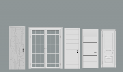 各种木门 铁门 家装模型