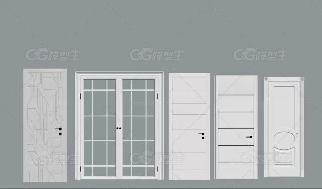 各种木门 铁门 家装模型-1