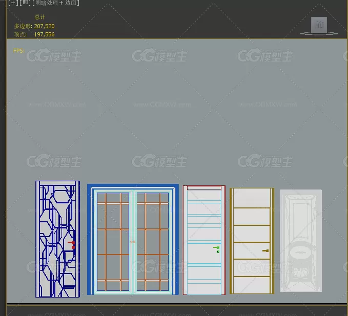 各种木门 铁门 家装模型-2
