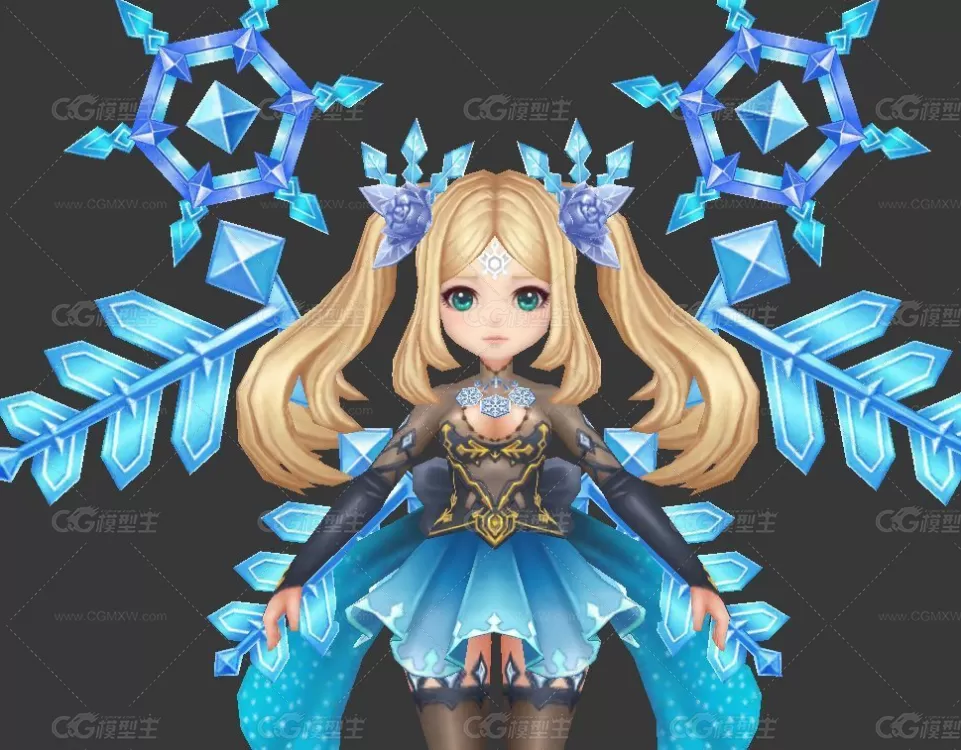 魔幻冰雪小萝莉角色3D模型-1