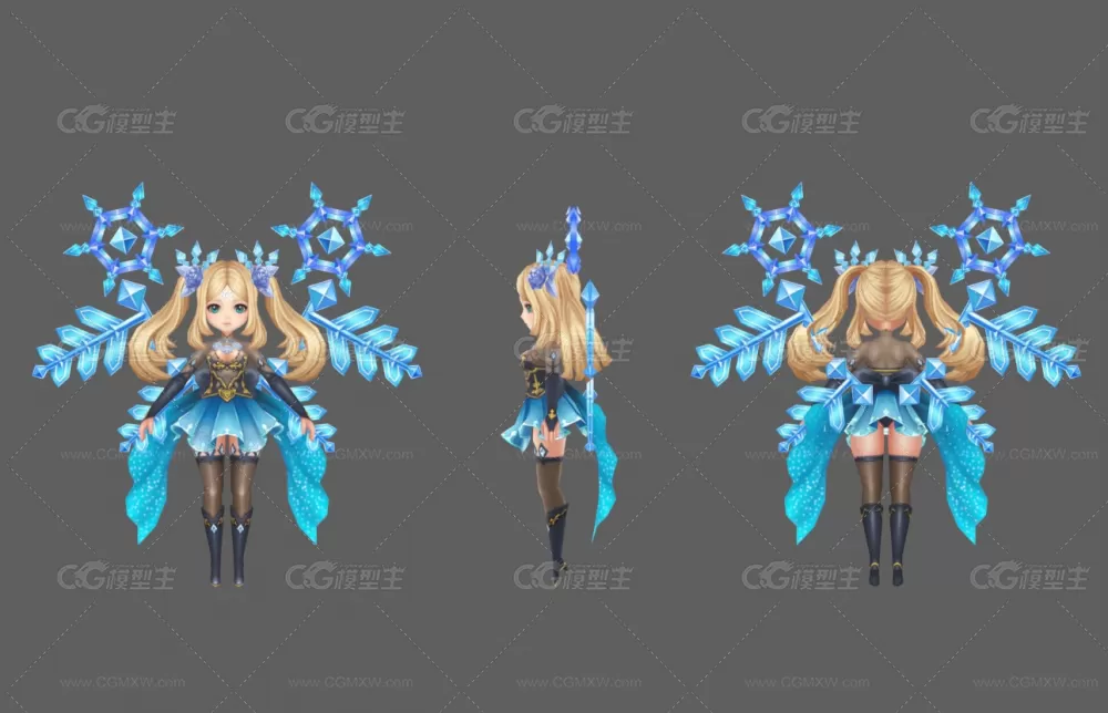 魔幻冰雪小萝莉角色3D模型-3