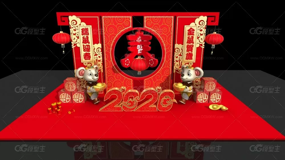 春节美陈_鼠年吉祥 新年商场DP点 网红打卡点 2020年新年美陈-4