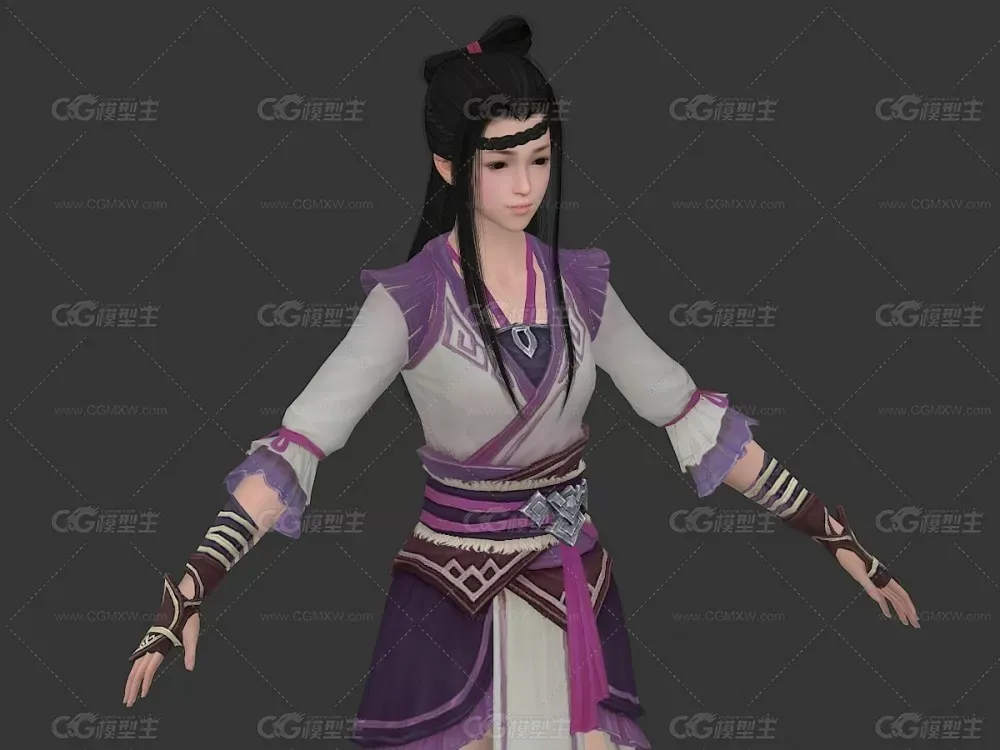 一套武侠女角色模型带动画-32