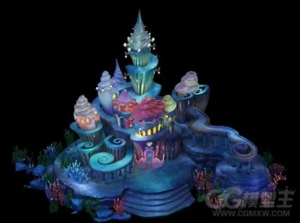 海底城堡3D游戏场景建筑模型