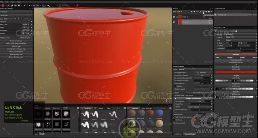 3ds max substance painter  建模绘制材质贴图高级教程  铁桶-9