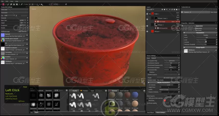 3ds max substance painter  建模绘制材质贴图高级教程  铁桶-10