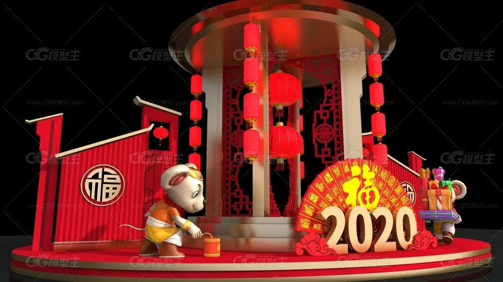 春节美陈_鼠年吉祥 新年商场DP点 网红打卡点 2020年新年美陈-2