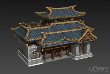 古代游戏房屋建筑模型