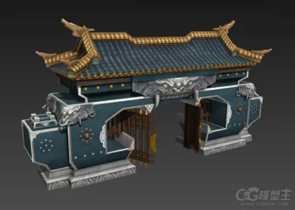 游戏场景建筑大门模型