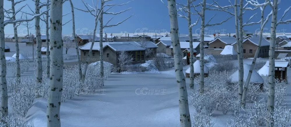 东北农村雪景冬景农家院冬天村庄农户农家院雪树冬天-2