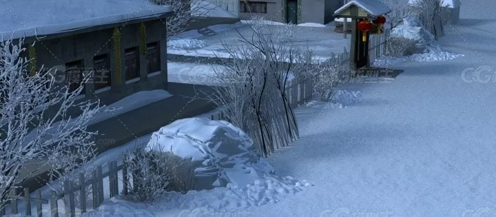 东北农村雪景冬景农家院冬天村庄农户农家院雪树冬天-5