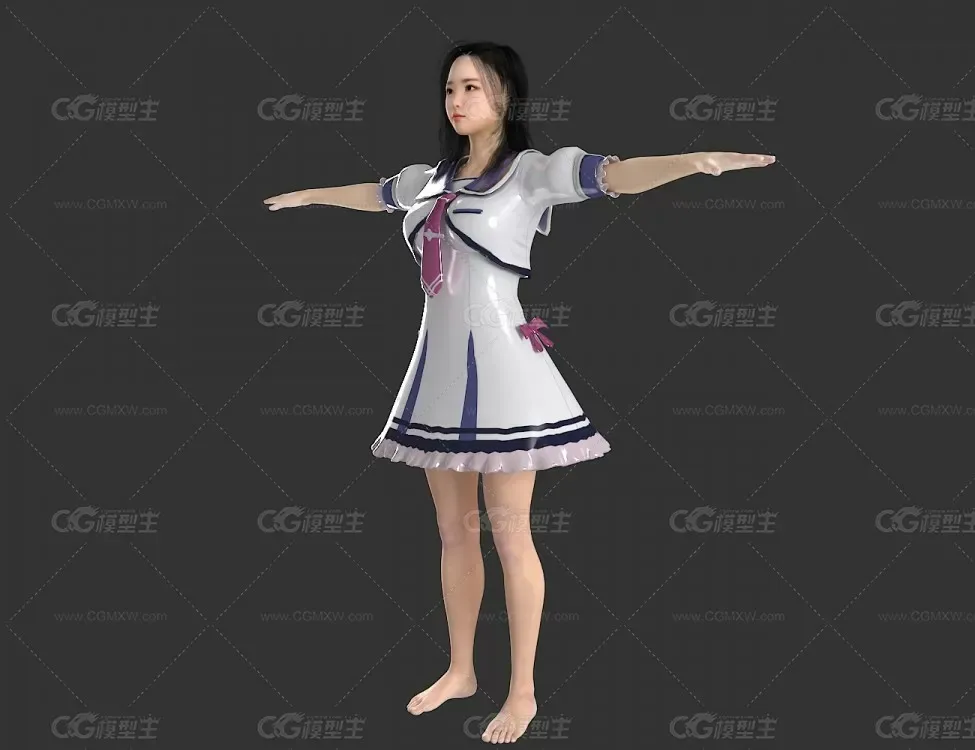 写实女人模型  游戏时装女角色模型-3