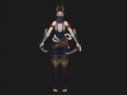 斗战神龙女3D模型 带骨骼绑定