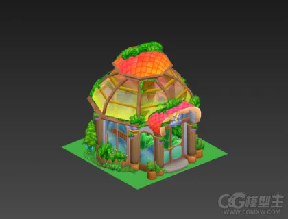 卡通手绘房屋模型 漂亮的小屋卡通模型 场景建筑模型