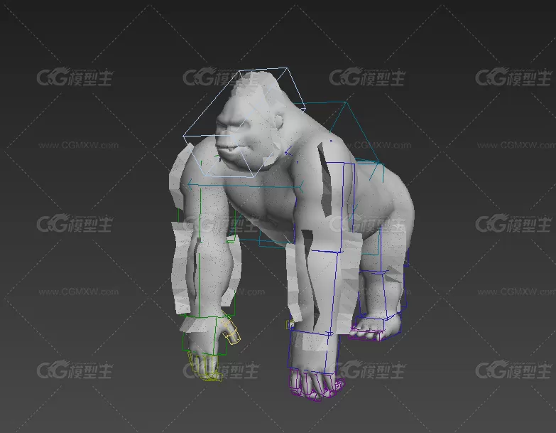 黑猩猩3D模型 有绑定和动画 BIP骨骼-3