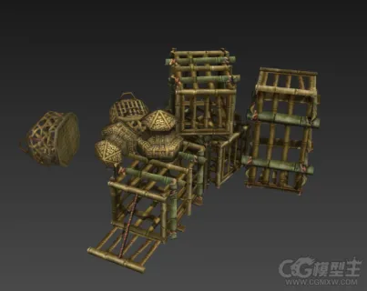 竹筐竹篓3D模型