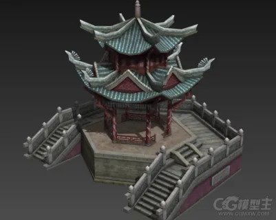 古代角楼3D模型 游戏场景模型