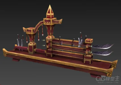 武器架3D模型 游戏场景物件