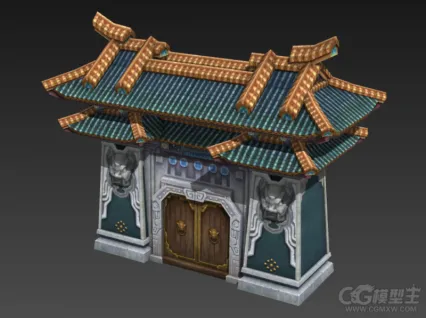 古代院门3D模型 门楼模型