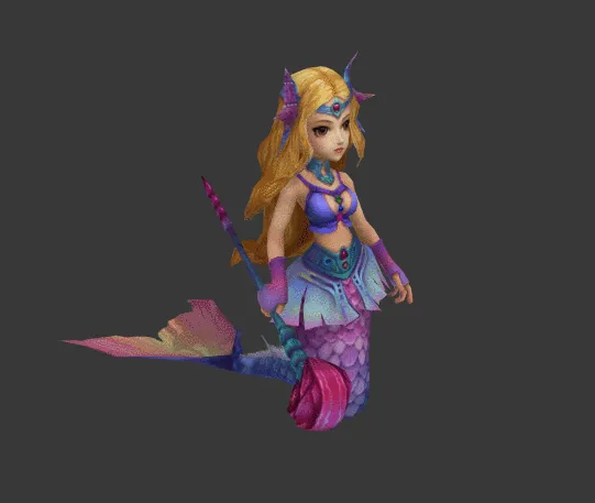 Q版美人鱼3D模型 有绑定和动画-1