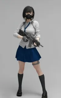吃鸡女孩 现代姑娘 穿校服的小女生 中学女生 初中女生 小姐姐 漂亮小妹妹带口罩小女孩