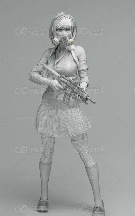 吃鸡女孩 现代姑娘 穿校服的小女生 中学女生 初中女生 小姐姐 漂亮小妹妹带口罩小女孩-2