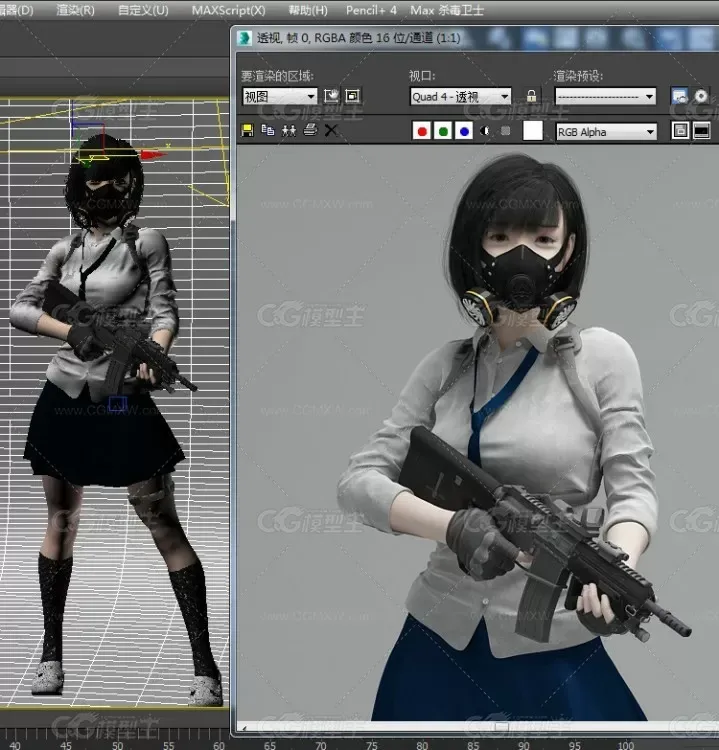 吃鸡女孩 现代姑娘 穿校服的小女生 中学女生 初中女生 小姐姐 漂亮小妹妹带口罩小女孩-3