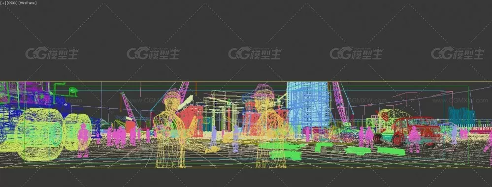 建筑施工工地人物塔吊运输车模型等有动画 建筑师图纸-2