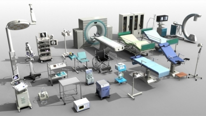 医疗设备影视级 器材仪器 轮椅 床 3d素材写实