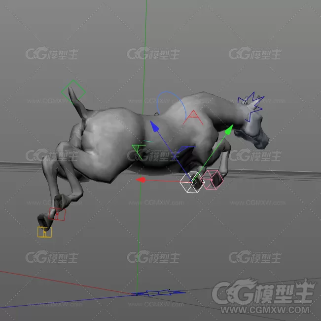 一匹白马C4D模型 带绑定和动画-2