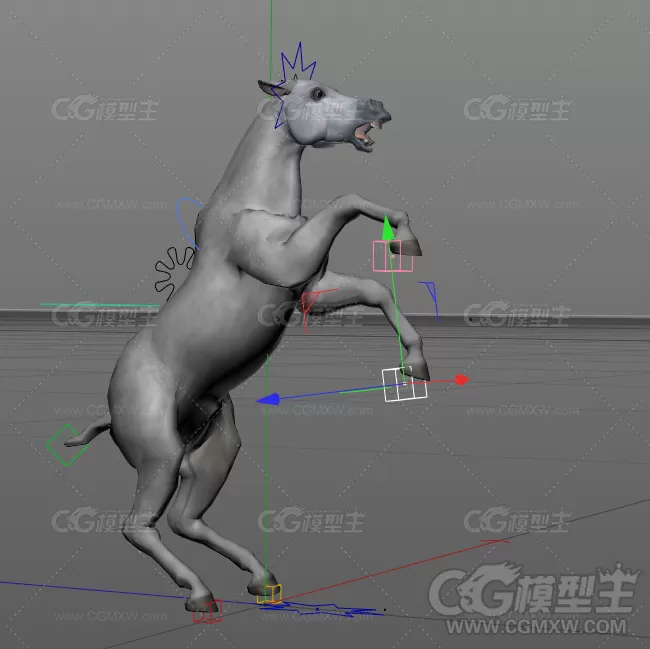 一匹白马C4D模型 带绑定和动画-4